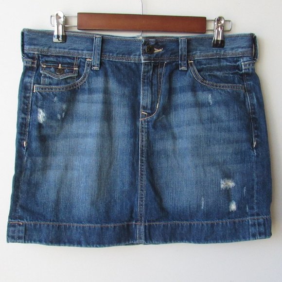 Old Navy Dresses & Skirts - Old Navy Dark Wash Distress Denim Jean Mini Skirt
